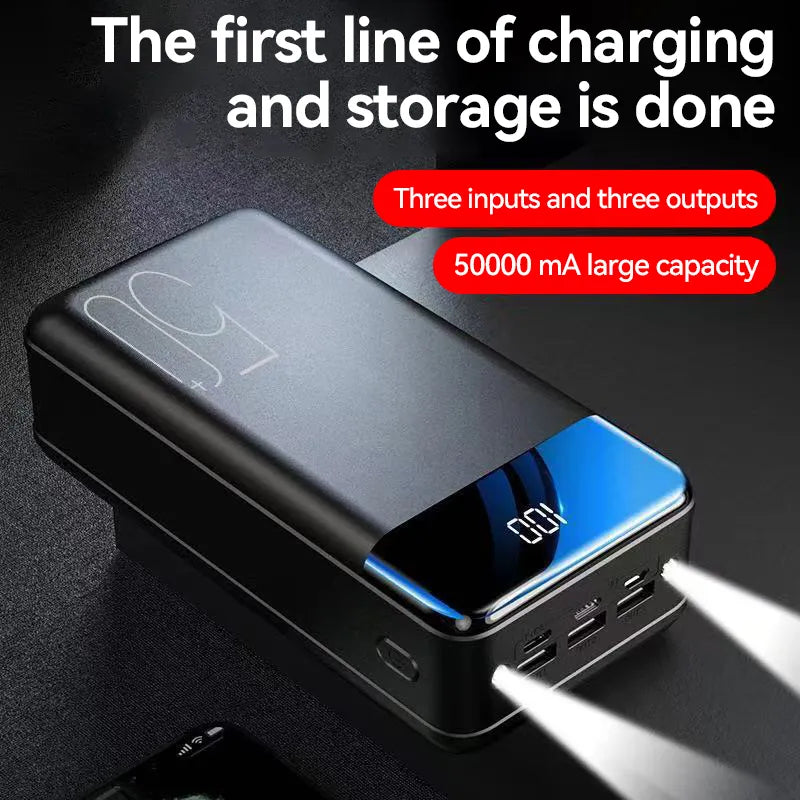 100 000 mAh Power Bank med ultrahög kapacitet – supersnabb laddning för telefoner, surfplattor och bärbara datorer