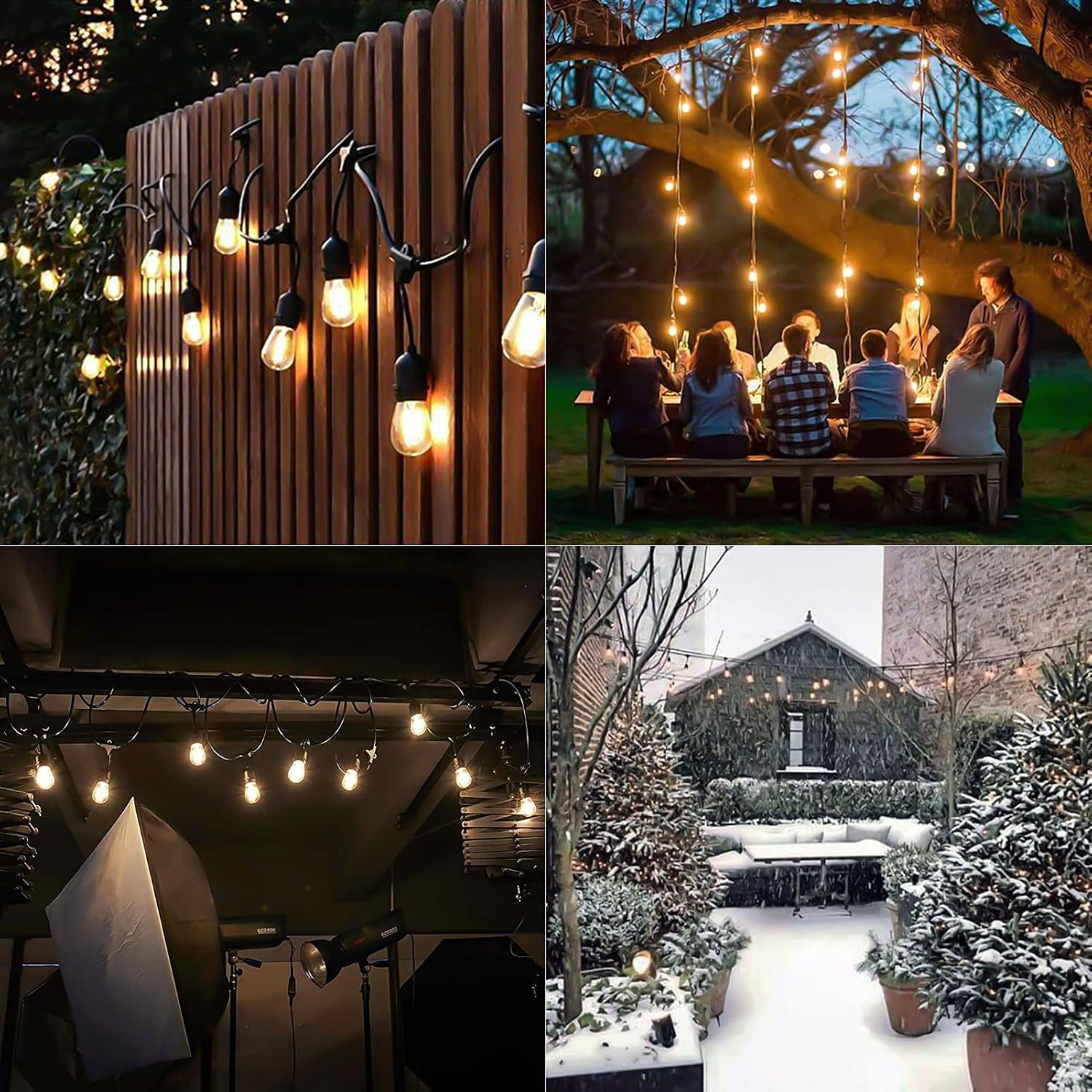 14 Meter LED Trädgårdsbelysning Festoon S14 – Vattentät Edison Ljusslinga – 15 Varmvita LED-lampor – IP65 – E27 – Utomhusfestbelysning