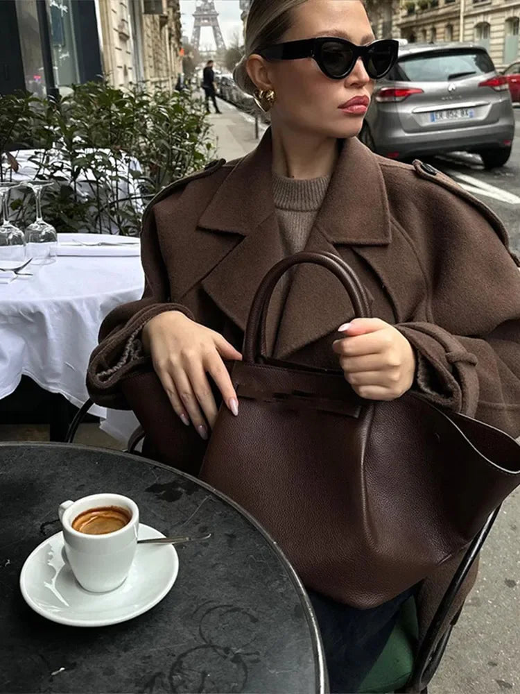 Kaffeullkappa för kvinnor - Casual och bekväm