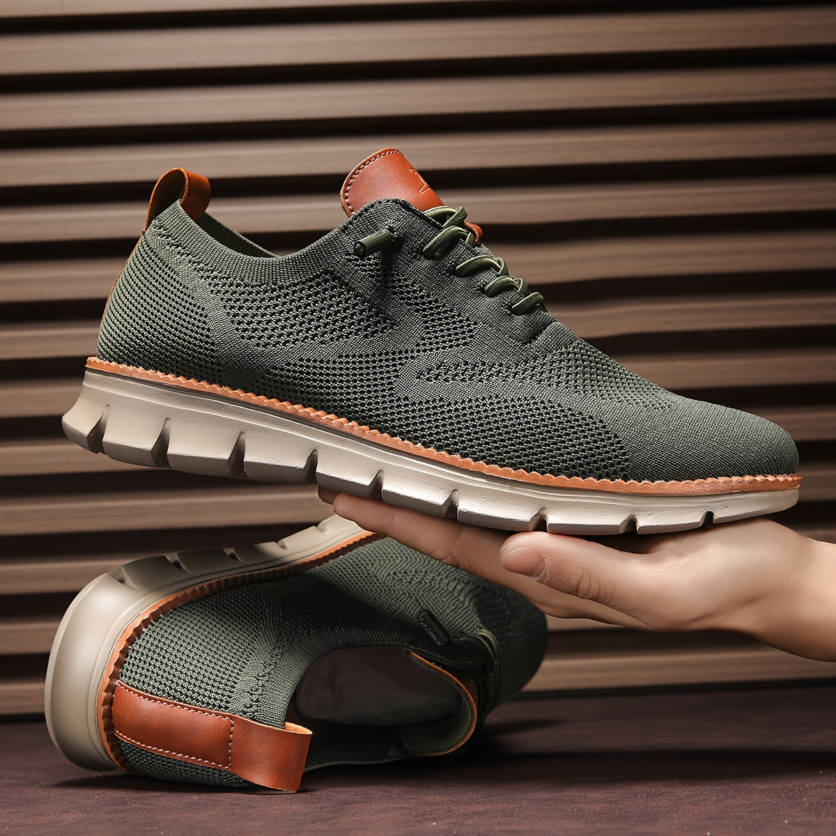 Sports Sneaker Herrar 309 | Breda fötter - Stickad design som andas - Halkskyddad snörning för vardagliga dagar - Viktigt