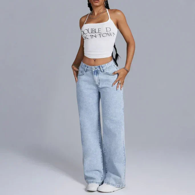 Vida jeansjeans dam - Rosa rosett - Normal passform - Unika detaljer - Essentiell elegans