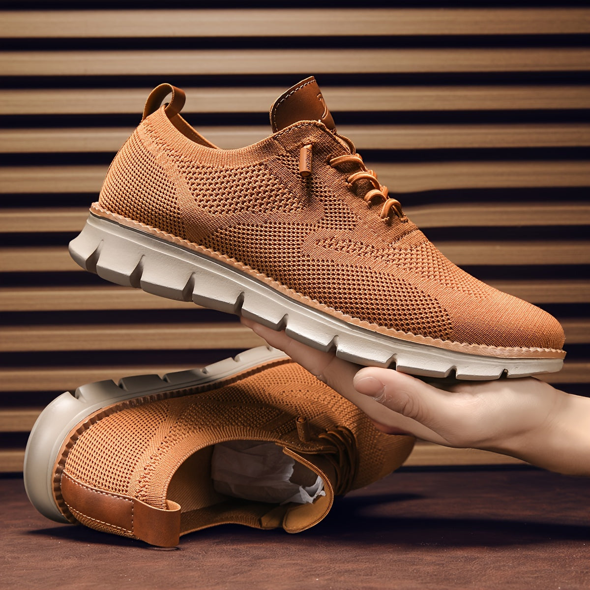 Sports Sneaker Herrar 309 | Breda fötter - Stickad design som andas - Halkskyddad snörning för vardagliga dagar - Viktigt